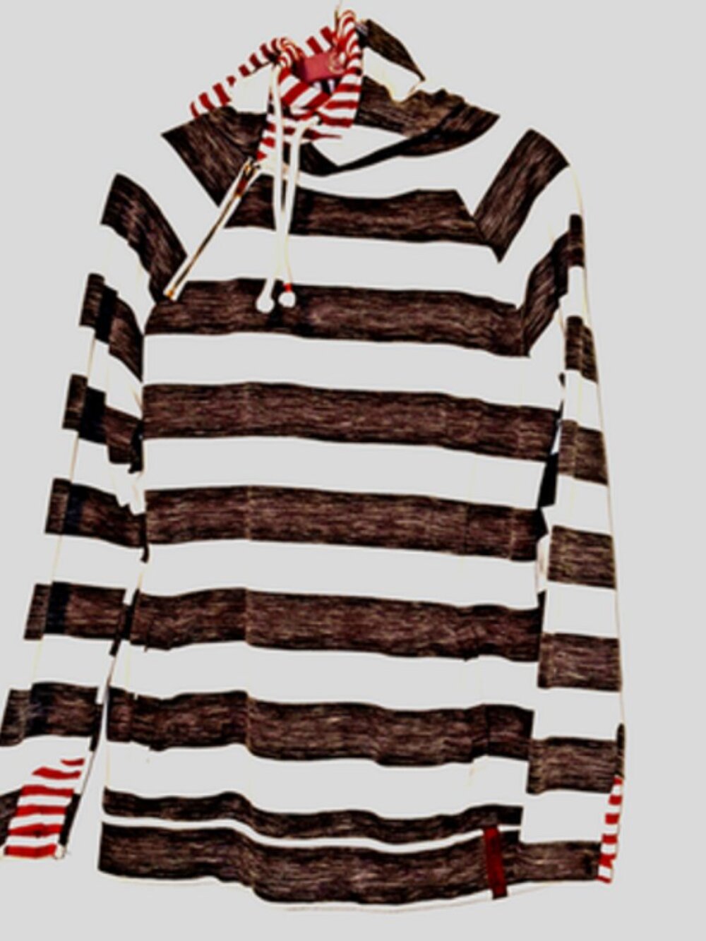 Ampersand Co. sweatshirt - pullover -double hood Size L black/white/red accents